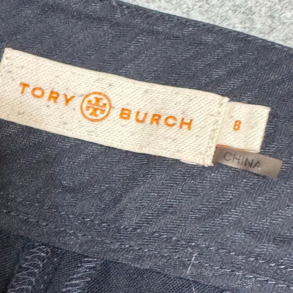 TORY BURCH Harp Pants  ‎ Sz 8 Navy Blue Wool Stretch Blend 90001218